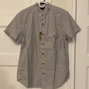 J. Crew slim fit short sleeve button down seersucker with band collar
